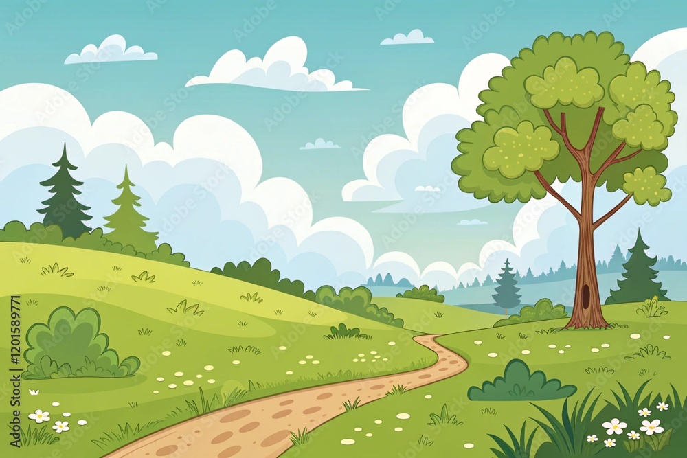 Obraz premium Cartoon landscape background