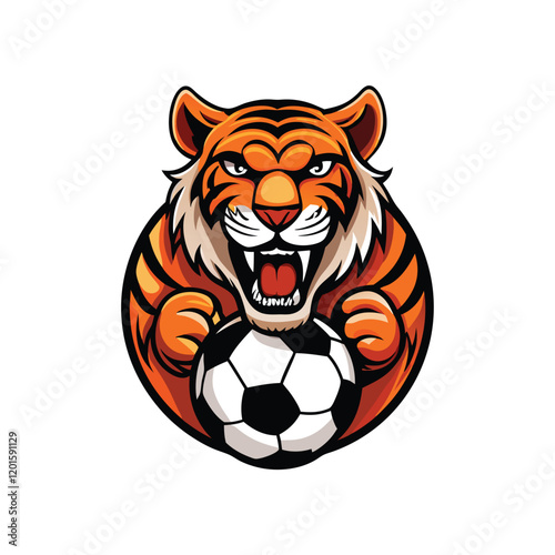 Design a vibrant, energetic tiger with a playful, friendly grin, emphasizing its playful and approachable nature.
