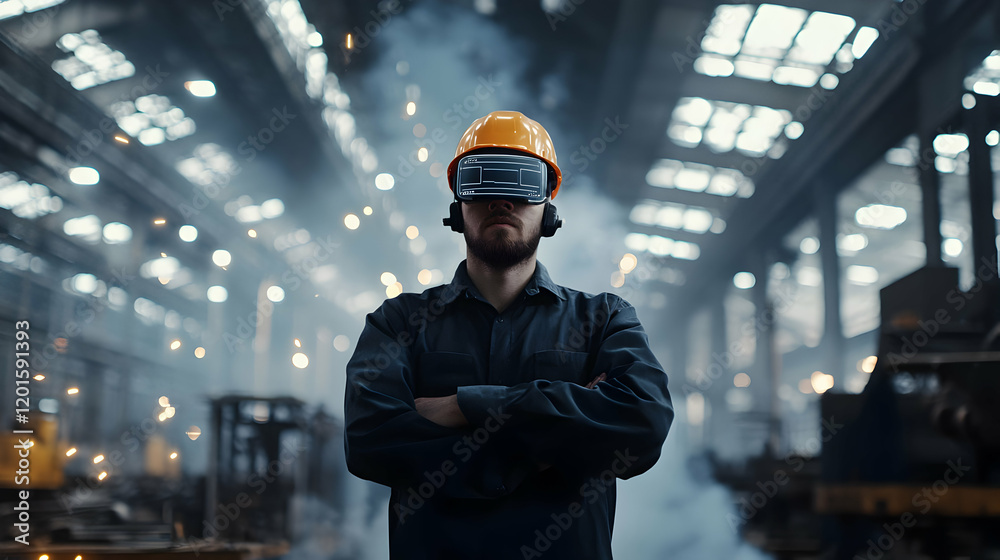 Virtual reality training for industrial workers factory setting technology image high-tech environment front view innovation concept Virtual reality training for industrial workers factory setting technology image high-tech environment front view innovation concept