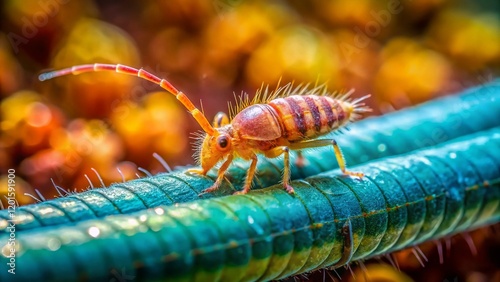 Tiny Marsh Springtail (Isotomurus palustris) on Garden Hose - Macro Photography photo