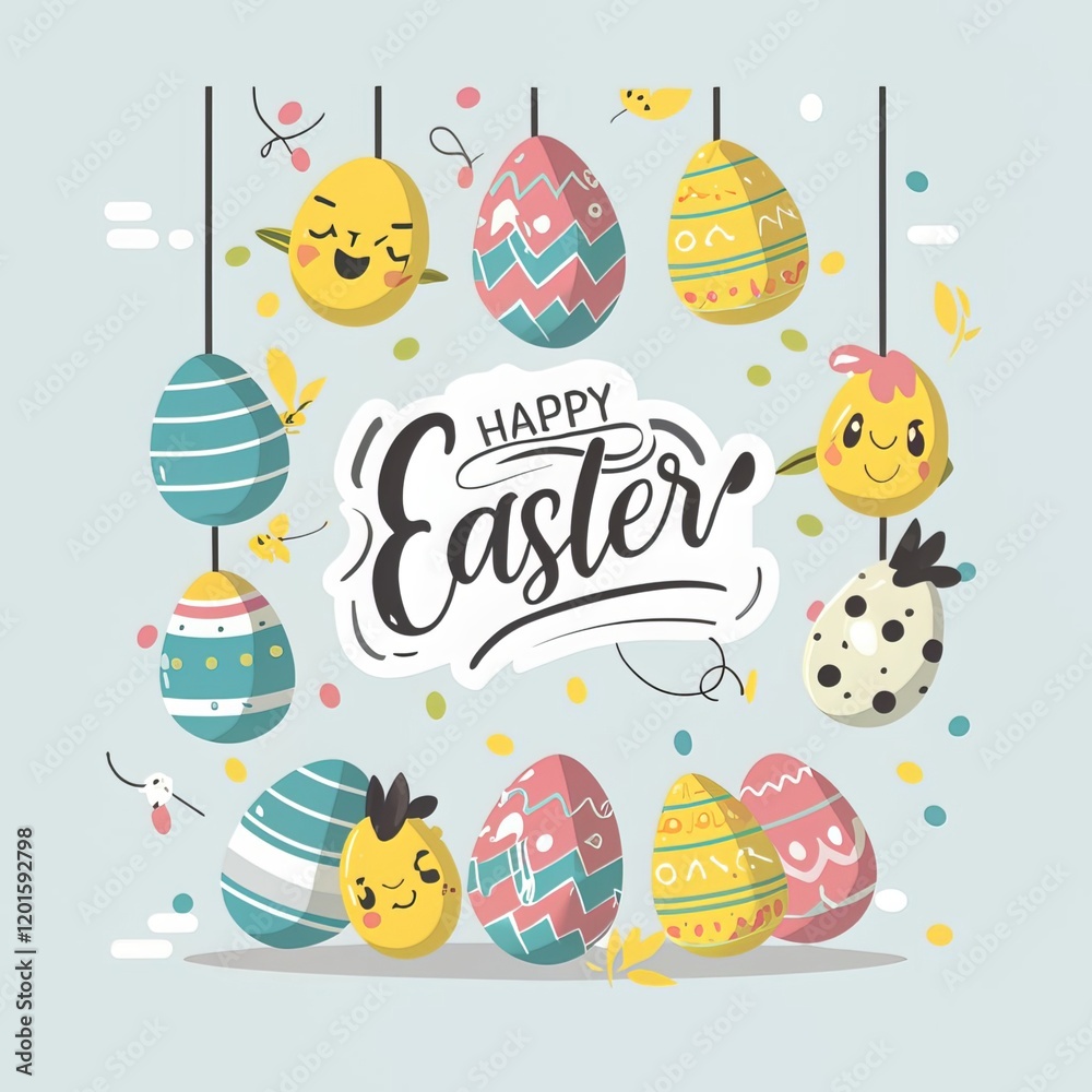 Naklejka premium illustration design clear typographic Happy easter ai generated background