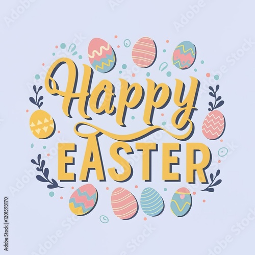 illustration design clear typographic Happy easter ai generated background