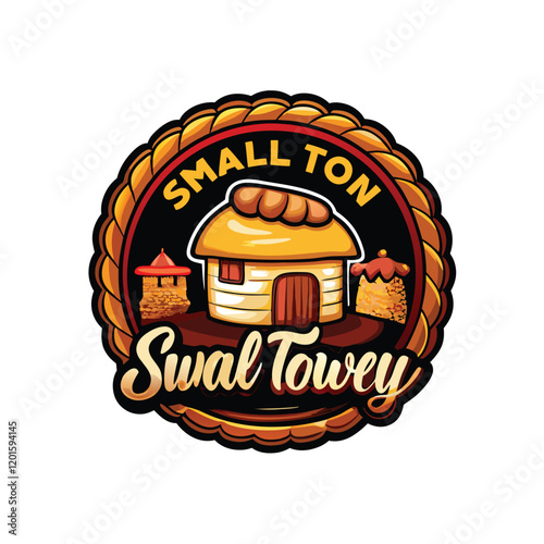 Design a vintage-inspired logo for a small town bakery, featuring elements like flour sacks, rolling pins, and a charming script font.