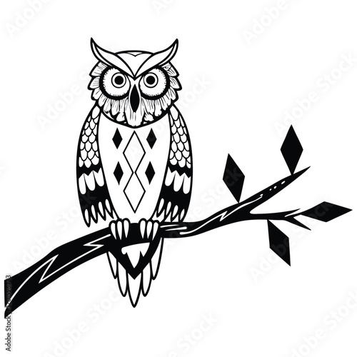 Owl Line Art with Geometric Details
A wise owl perched on a branch, depicted with abstract, geometric line art details