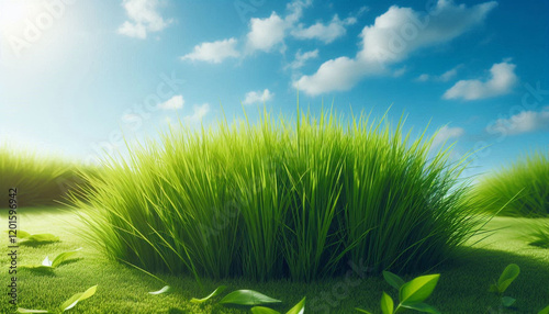 lush bermuda grass under sunny blue sky for gardening enthusiasts and sustainable lawn projects