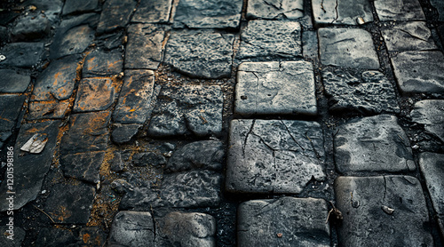 Weathered Cobblestone Pathway in an Old Town Setting