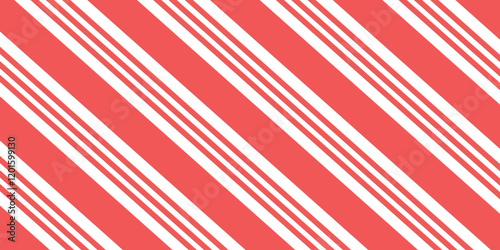 Diagonal stripes vector background, candy cane pattern. Cute Christmas design.