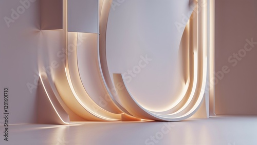 Abstract futuristic blue and gold 3D wave design with glowing lines, perfect for modern business backgrounds