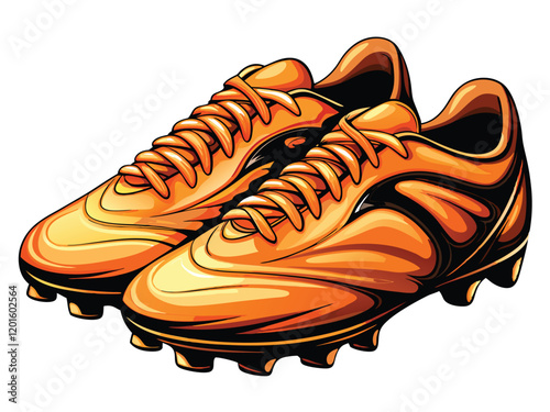 A dynamic vector illustration of a pair of speed-focused soccer boots with sleek lines and vibrant colors, showcasing the power and agility of the athlete.