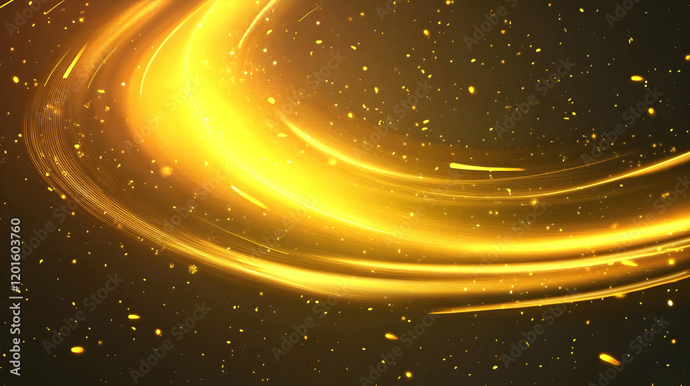 Obraz premium Golden swirling light trails, cosmic background, abstract design, perfect for website banners