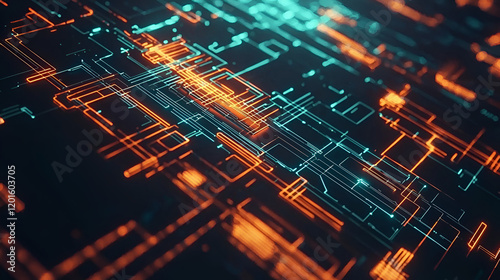 Wallpaper Mural Abstract glowing circuit board, digital data flow, technology background, futuristic design, tech illustration Torontodigital.ca