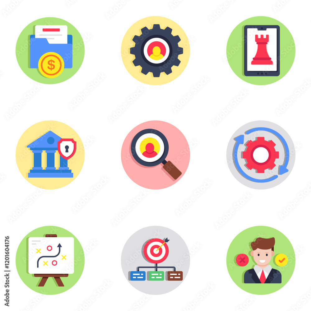 Pack of Business and Statistics Flat Icon Pack of Business and Statistics Flat Icon