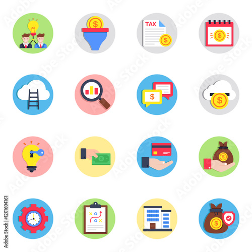 Pack of Business and Finance Flat Icon