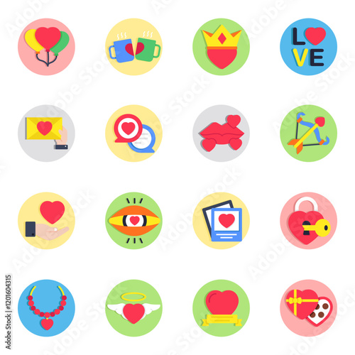 Set of Romance Flat Icons