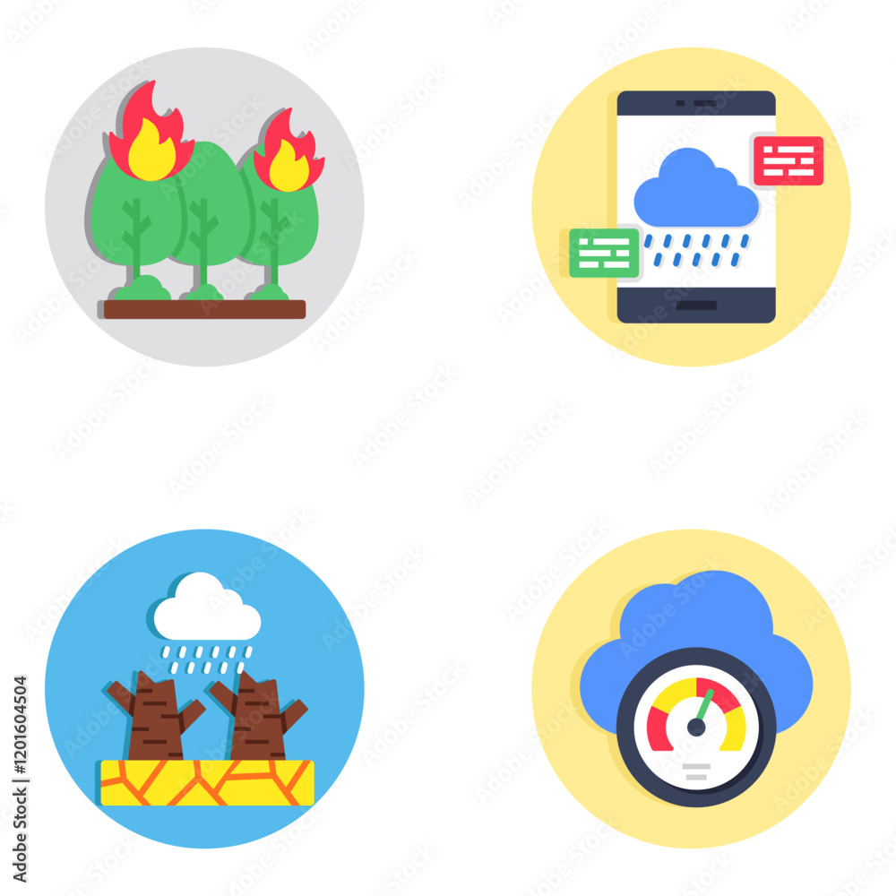 Set of Meteorology and Forecast Flat Icons Set of Meteorology and Forecast Flat Icons