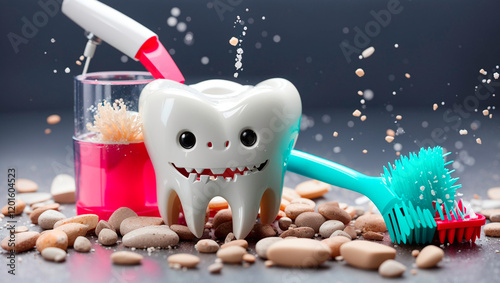 tooth and toothbrush