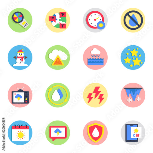 Set of Weather Prediction Flat Icons