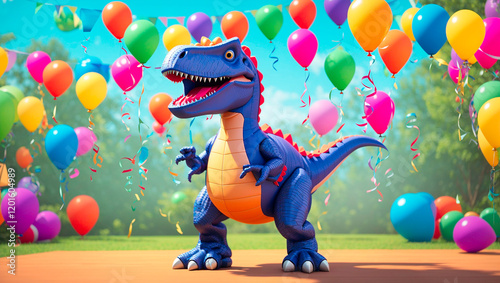 dinosaur and balloons