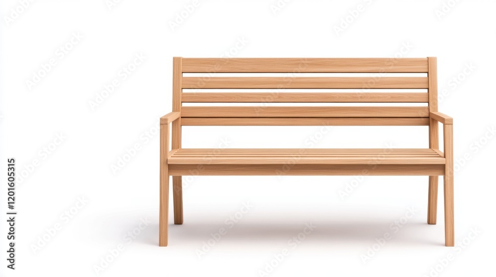 Modern Wooden Bench for Outdoor Seating in Minimalist Design with Smooth Finish and Natural Wood Grain Modern Wooden Bench for Outdoor Seating in Minimalist Design with Smooth Finish and Natural Wood Grain