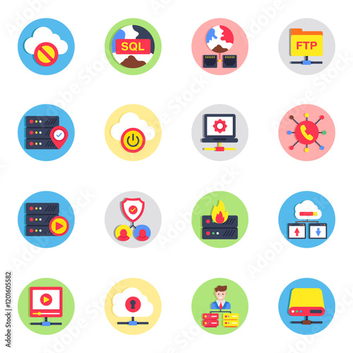Pack of Global Networking Flat icon