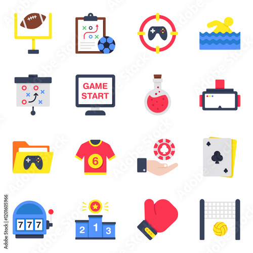 Set of Sports and Gaming Flat Icons
