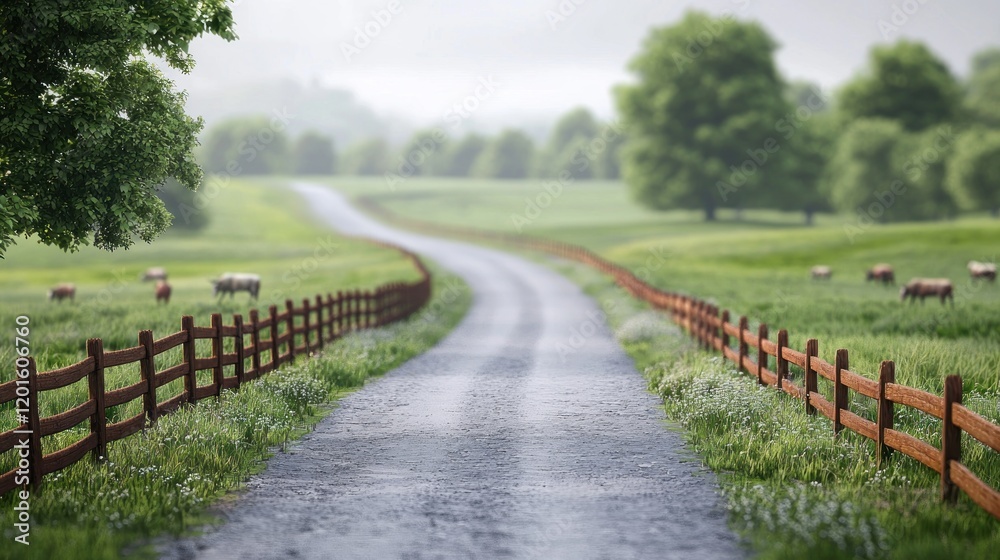 Serene Country Road: A Pastoral Scene of Tranquility Serene Country Road: A Pastoral Scene of Tranquility