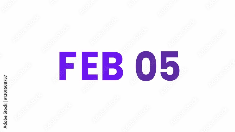5th February calendar icon animation. Alpha matte with transparent background 4K resolution. 5th February calendar icon animation. Alpha matte with transparent background 4K resolution.