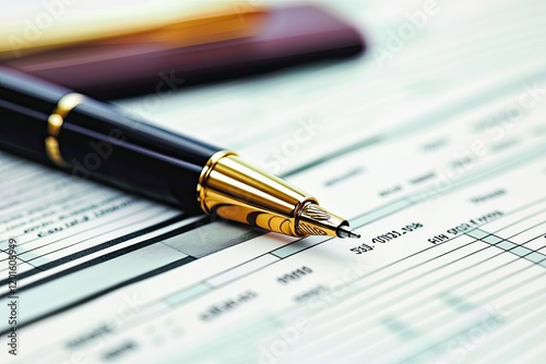 Wallpaper Mural Stacked financial statements with a tax guidebook and a sleek pen on a plain surface Torontodigital.ca