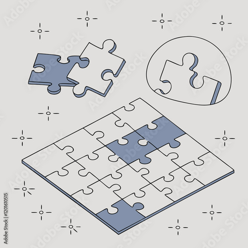 connecting piece puzzle elements vector