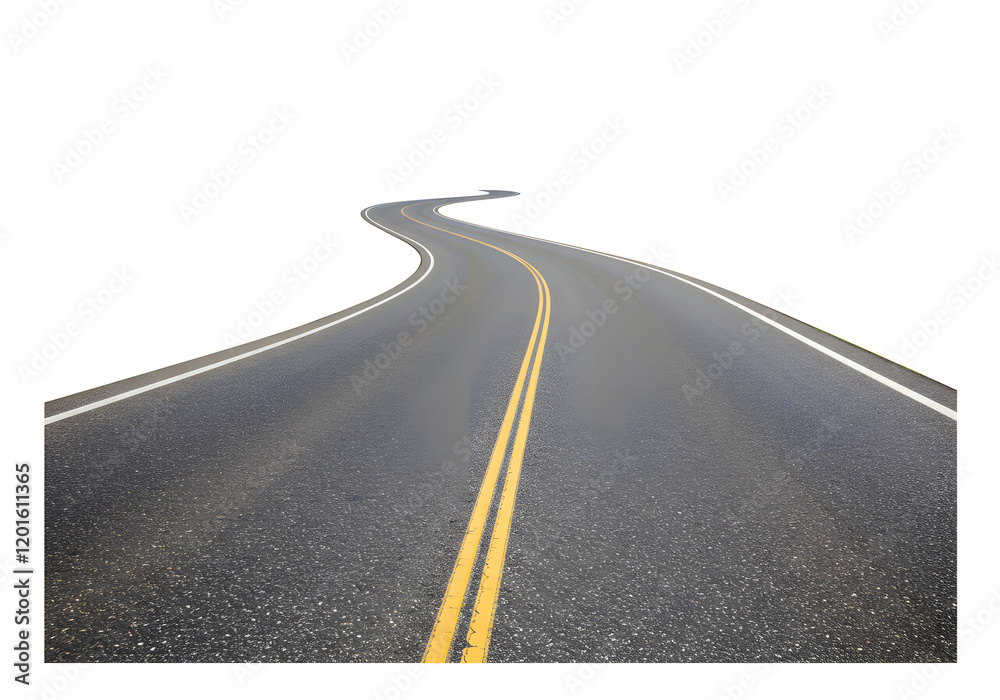 Fototapeta premium asphalt road in the countryside, isolated white background