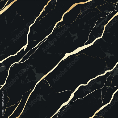 Eine elegante Kombination aus schwarzer Samttextur mit goldenen Flocken, die in das Muster eingestreut sind..ai