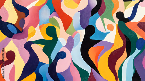Colorful abstract people dancing, celebrating unity, diverse community, background texture, perfect for diversity inclusion campaign