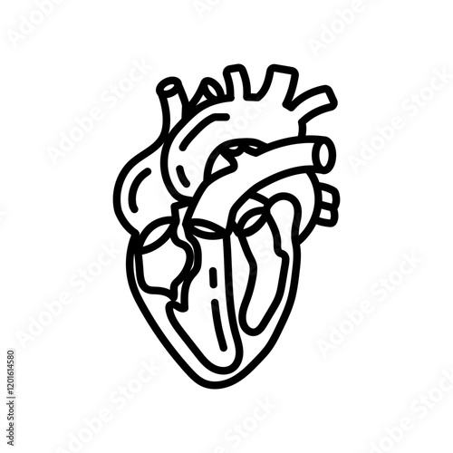 Heart Blood Circulation Outline Icon, Vector illustration