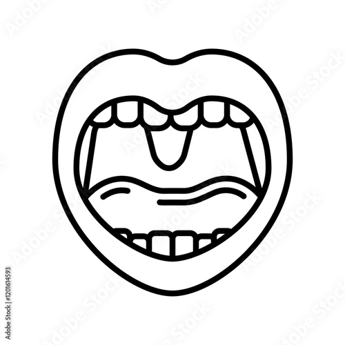Oropharynx Outline Icon, Vector illustration