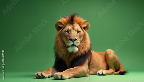 Majestic Male Lion on Green Background Wildlife Photography photo