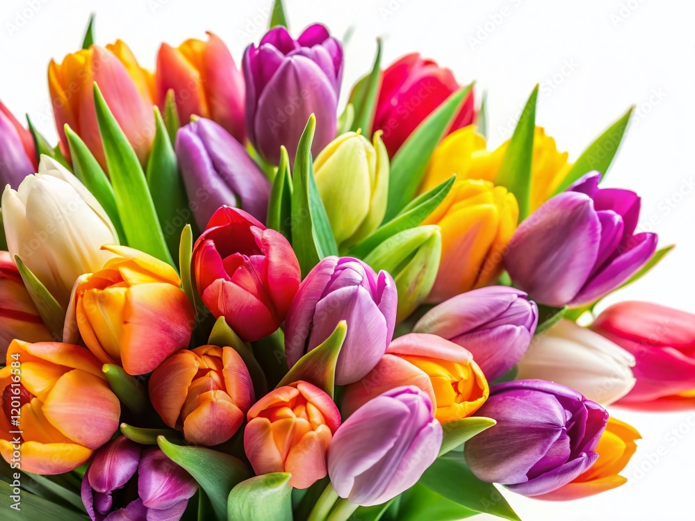 Vibrant Close-Up of Fresh Tulip Bouquet Isolated on White – Stunning Spring Floral Image Vibrant Close-Up of Fresh Tulip Bouquet Isolated on White – Stunning Spring Floral Image