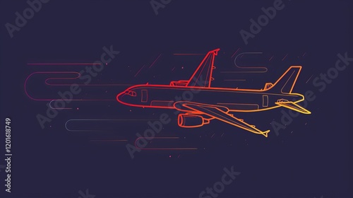 Wallpaper Mural A stylized illustration of an airplane in motion against a dark background. Torontodigital.ca