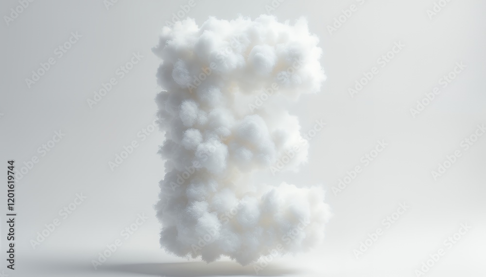 Fototapeta premium Fluffy Cloud Letter E 3d Render Abstract Art