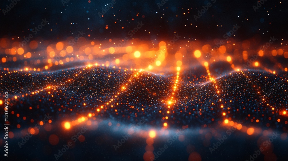 Fototapeta premium Close Up of Particles Forming Constellations in Space