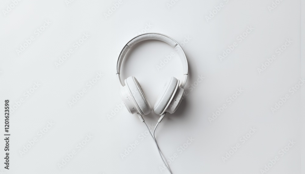 Fototapeta premium White Wireless Headphones for Music and Calls