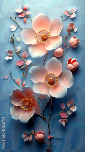 Floral 3D Wall Embossed Design