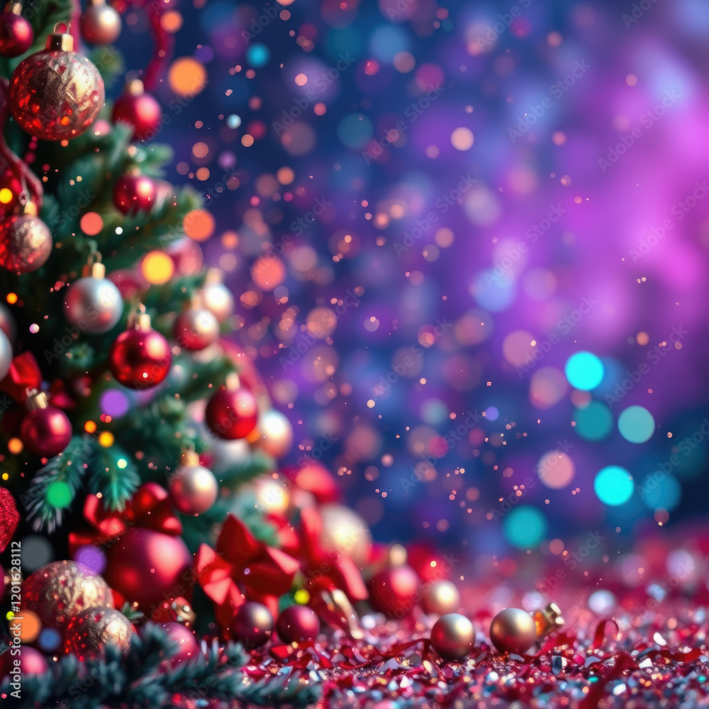 Christmas confetti sparkles on a background of colorful holiday decorations and festive lights, sparkling decorations, cheer, festive, holiday cheer, christmas Christmas confetti sparkles on a background of colorful holiday decorations and festive lights, sparkling decorations, cheer, festive, holiday cheer, christmas
