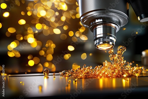 Microscope examining chemical samples in a lab setting, highlighting intricate details