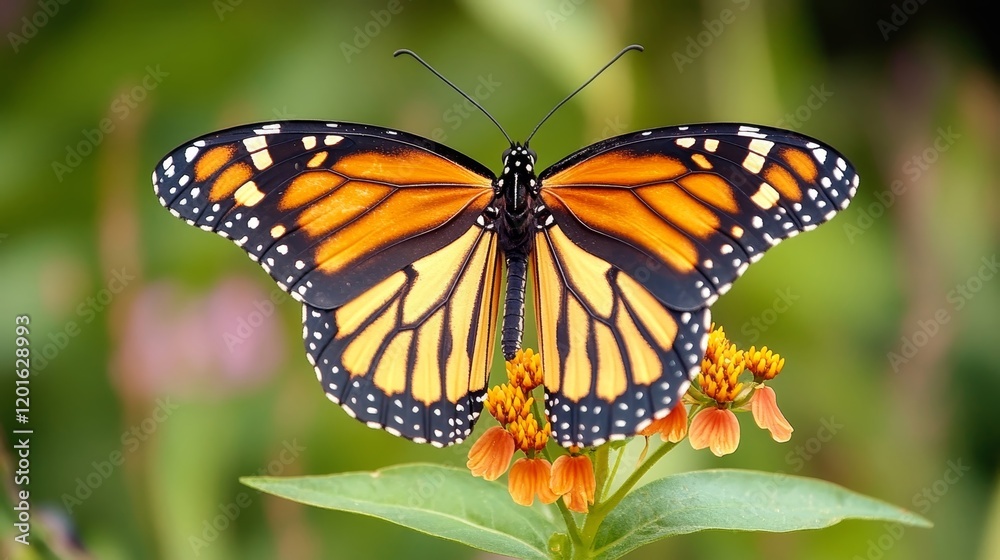 Harmony of Nature: Butterfly Flourishing on Vibrant Flower, Symbol of Biodiversity Conservation and Thriving Ecosystem Harmony of Nature: Butterfly Flourishing on Vibrant Flower, Symbol of Biodiversity Conservation and Thriving Ecosystem