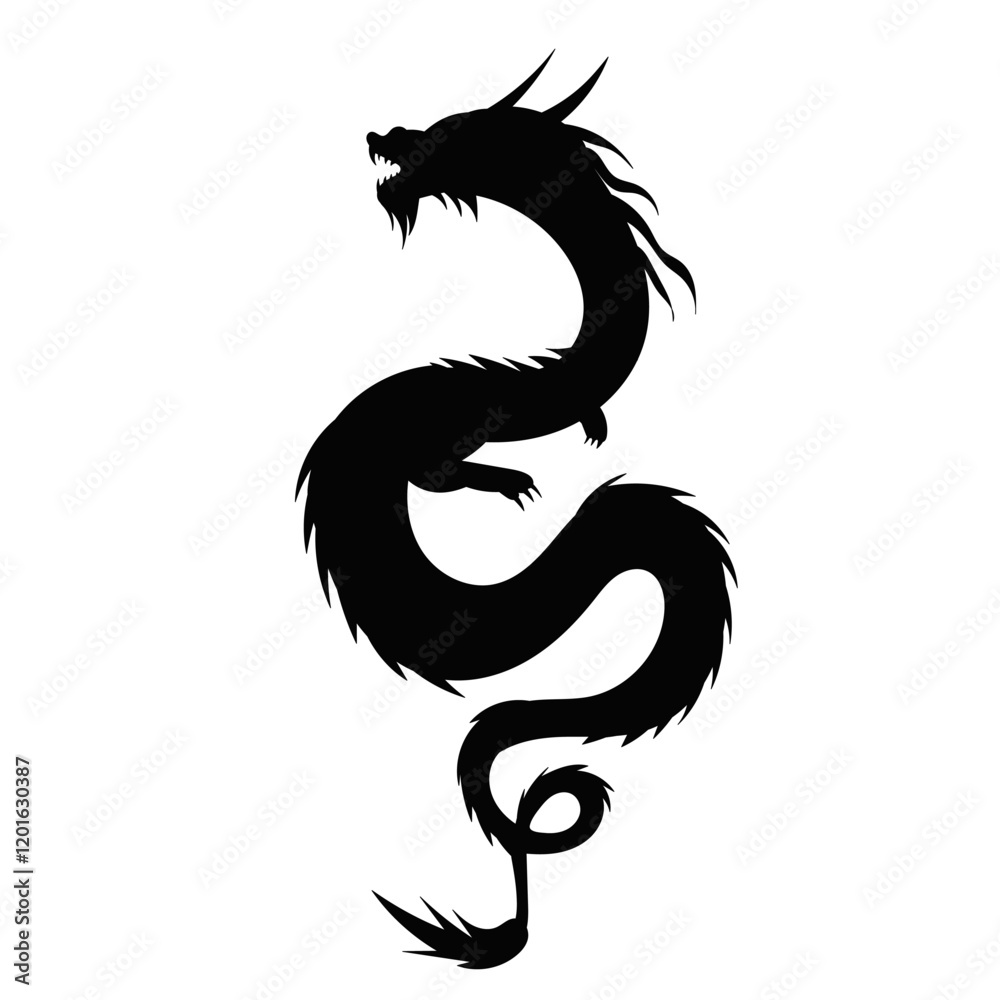 chinese dragon black silhouette vector chinese dragon black silhouette vector