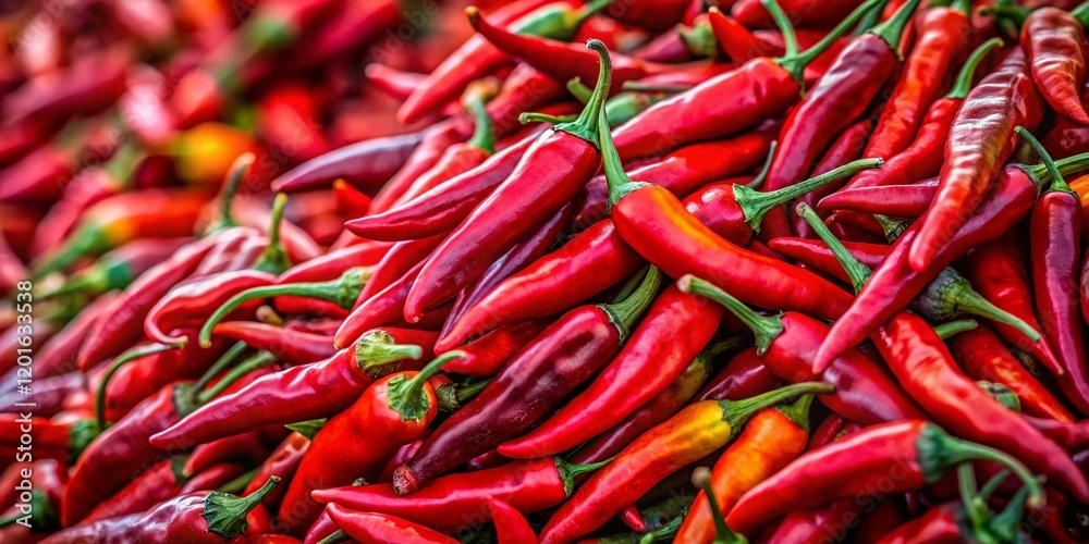 Vibrant Red Chili Peppers: A Culinary Delight - Stock Photo Vibrant Red Chili Peppers: A Culinary Delight - Stock Photo