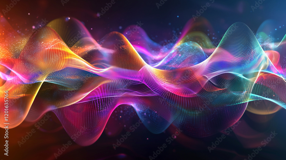 A complex 3D visualization of quantum wavefunctions, with colorful, glowing wave patterns in a dark, futuristic environment, representing quantum mechanics and wave dynamics. A complex 3D visualization of quantum wavefunctions, with colorful, glowing wave patterns in a dark, futuristic environment, representing quantum mechanics and wave dynamics.