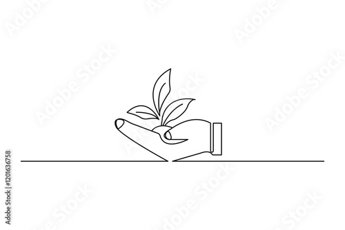 Ecology sustainable nature planet continuous one line drawing of minimalist outline vector design