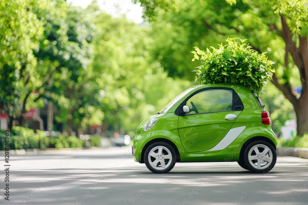 Eco-friendly transportation options like electric cars and bicycles in an urban setting, underscoring energy efficiency and sustainability Eco-friendly transportation options like electric cars and bicycles in an urban setting, underscoring energy efficiency and sustainability
