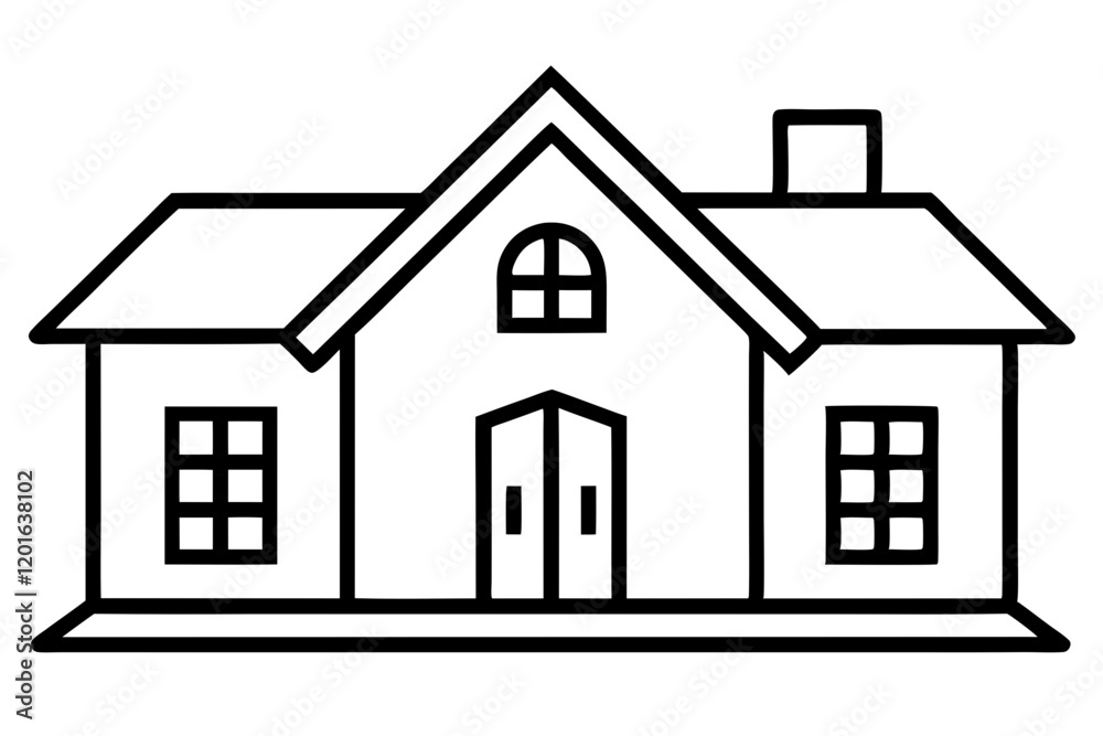 Detailed House Vector Icon with Architectural Features, Home Design Illustration Detailed House Vector Icon with Architectural Features, Home Design Illustration